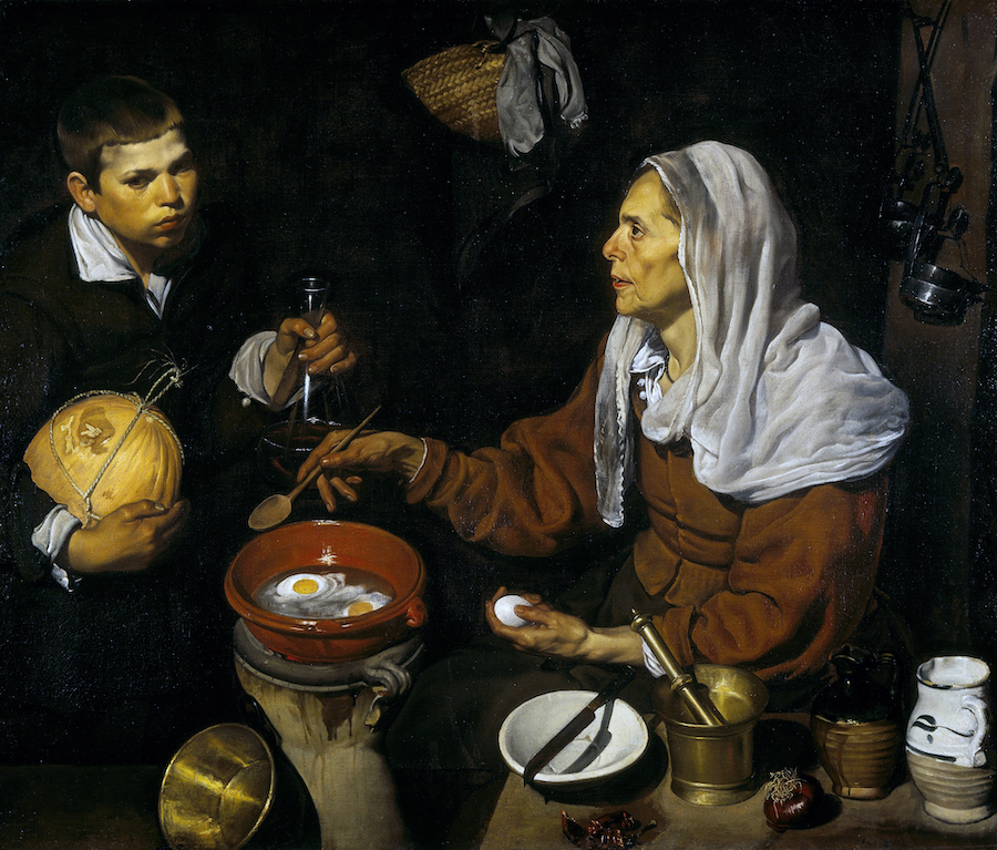VELÁZQUEZ---Vieja-friendo-huevos-(National-Galleries-of-Scotland,-1618.-Óleo-sobre-lienzo,-100.5-x-119.5-cm)